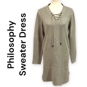 Philosophy Ribbed Sweater Dress with Lacing
